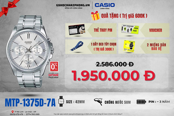 CASIO MTP-1375D-7A - QUÀ TẶNG TRỊ GIÁ 600K