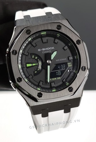 G-SHOCK GA-2100AP - Black Metal & White Strap 01