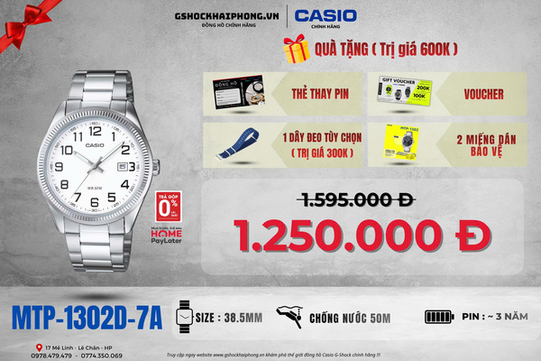 CASIO MTP-1302D-7B - QUÀ TẶNG TRỊ GIÁ 600K 