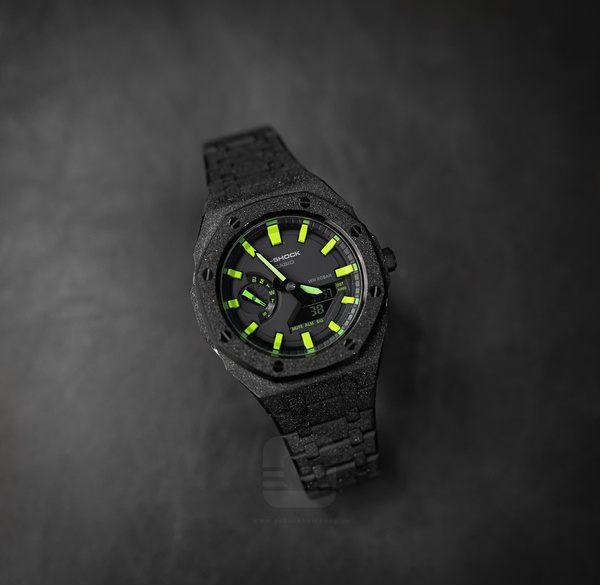 G-SHOCK GA-2100AP - BLACKOUT STARDUST X HYPER MINT GREEN