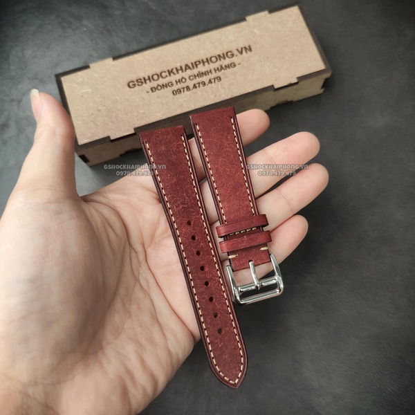 Da Ý nhập khẩu PUEPLO màu Retro - SIZE 20MM/ 22MM-Màu nâu đỏ
