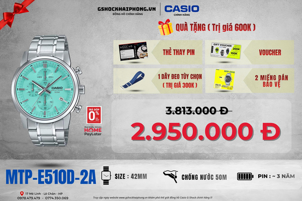 CASIO MTP-E510D-2A - QUÀ TẶNG TRỊ GIÁ 600K