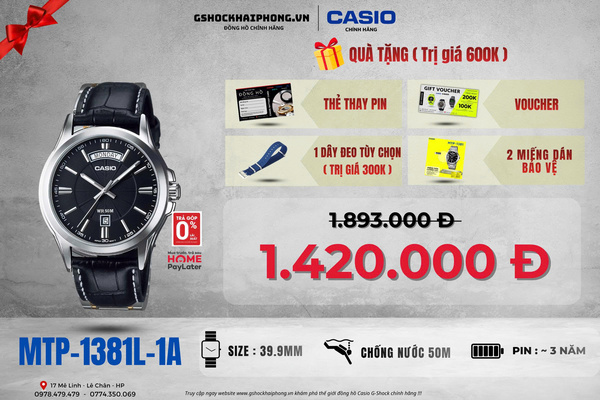CASIO MTP-1381L-1A - QUÀ TẶNG TRỊ GIÁ 600K 