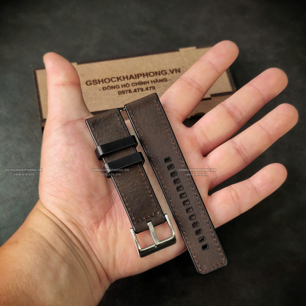 Dây da bọc cao su - Size 20/22/24mm - Màu Nâu