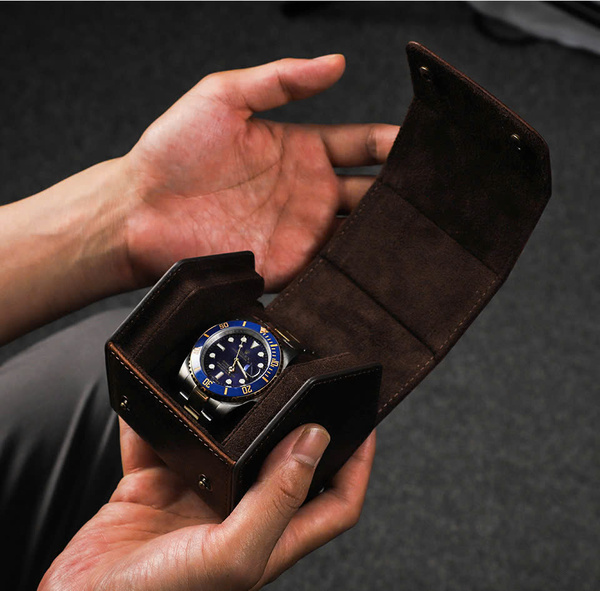 Hộp đựng đồng hồ lục giác - Da xịn Crazy Horse  cao cấp