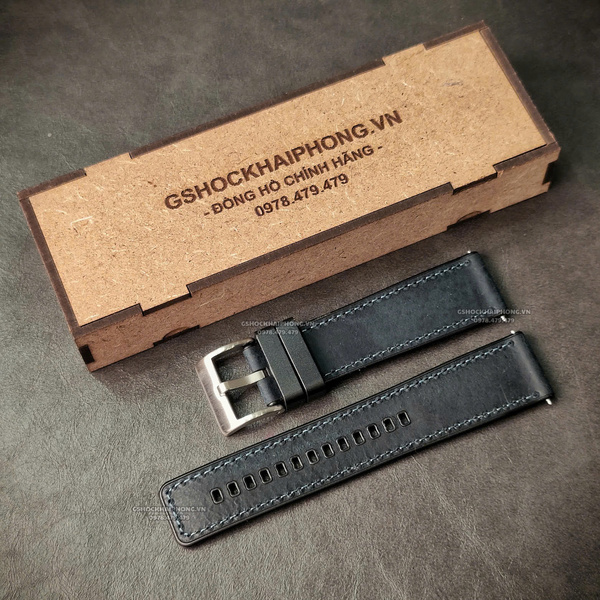 Dây da bọc cao su - Size 20/22/24mm - Màu Xanh Dương