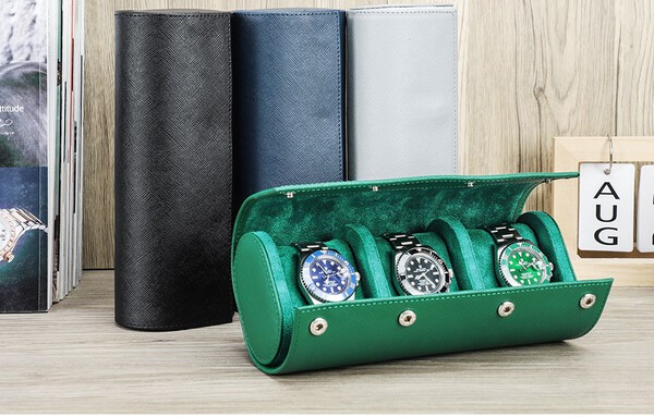 Hộp đựng đồng hồ da bò vân chéo chống bụi