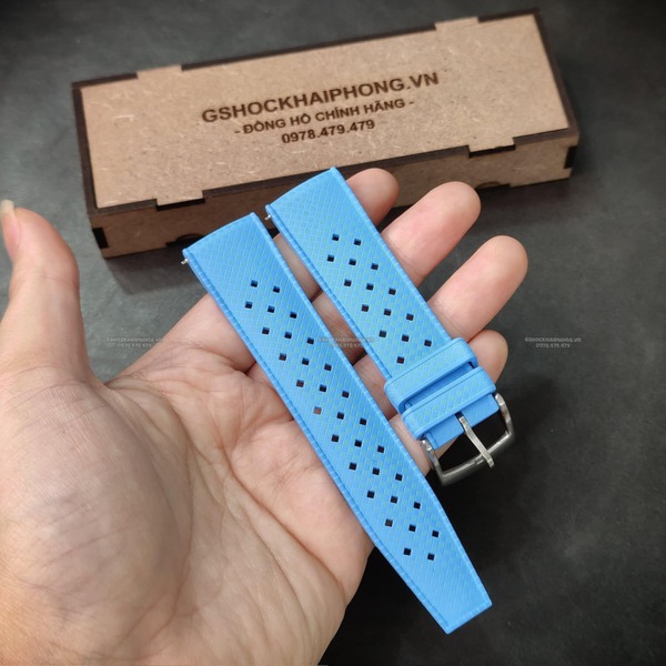 Dây cao su Flo cao cấp - Có vân và lỗ thoáng khí - size 20mm/ 22mm-Màu Xanh Blue