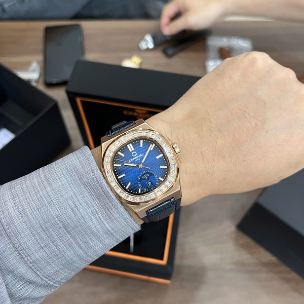 Đồng Hồ Nam Carnival Nautilus G8110.302.432 Mặt Xanh Dây Da