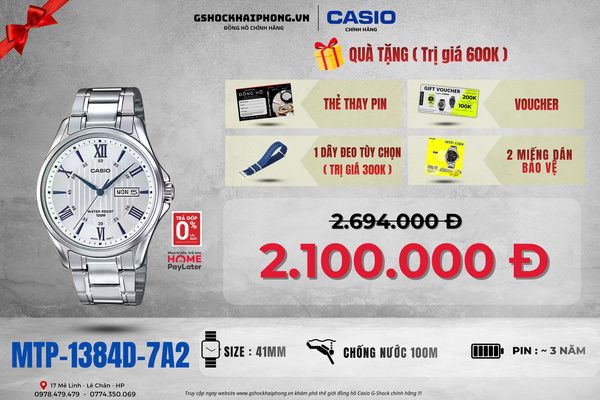 CASIO MTP-1384D-7A2  - QUÀ TẶNG TRỊ GIÁ 600K