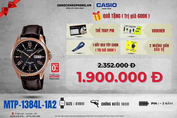 CASIO MTP-1384L-1A2 - QUÀ TẶNG TRỊ GIÁ 600K