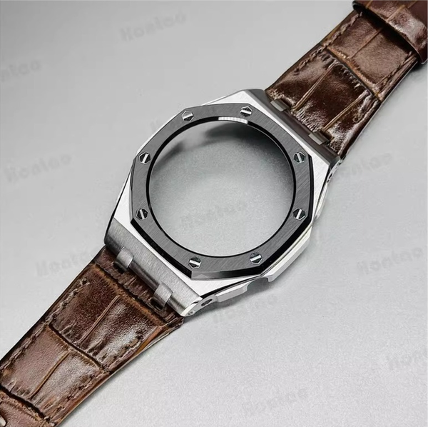 Bộ vỏ thép Đen Bạc - Dây da ( Thế hệ 5 cao cấp ) ( Kích vào sản phẩm chọn màu dây )