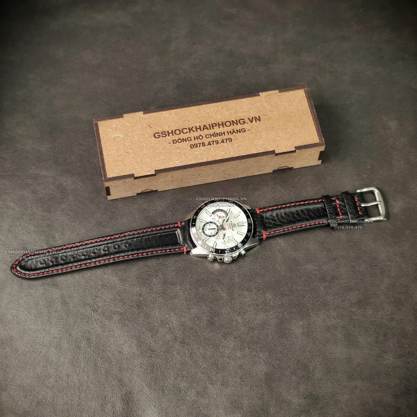 Dây da Bò Gân - Màu Đen Đỏ - Size 20/22mm