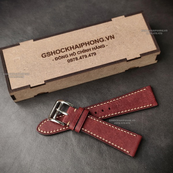 Da Ý nhập khẩu PUEPLO màu Retro - SIZE 20MM/ 22MM-Màu nâu đỏ