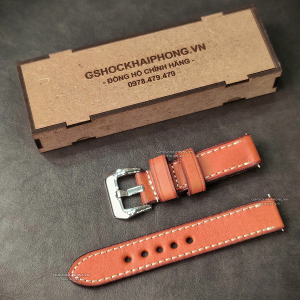 Dây da Bò - Màu Cam - Size 18/20/22/24mm
