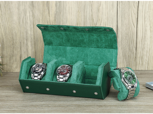 Hộp đựng đồng hồ  lục giác da bò màu lục bảo