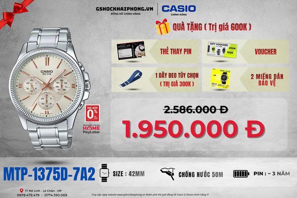 CASIO MTP-1375SG-9A - QUÀ TẶNG TRỊ GIÁ 600K