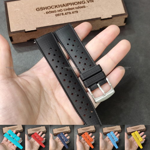 Dây cao su Flo cao cấp - Có vân và lỗ thoáng khí - size 20mm/ 22mm-( Kích vào sản phẩm chọn màu dây )