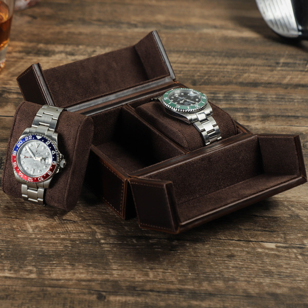 Hộp vuông đựng đồng hồ đôi  - Da xịn Crazy Horse  cao cấp