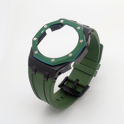 Vỏ mix đen xanh - Dây đeo cao su Flo xanh lá thẫm ( Thế hệ 5 cao cấp )