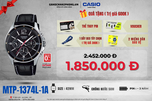 CASIO MTP-1374L-1A - QUÀ TẶNG TRỊ GIÁ 600K