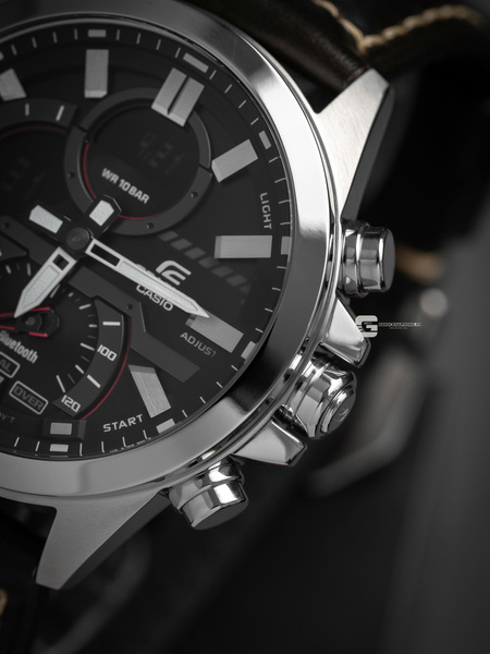 CASIO EDIFICE ECB-30D - 1A ( Lên Dây Da Bò Sáp Dầu )