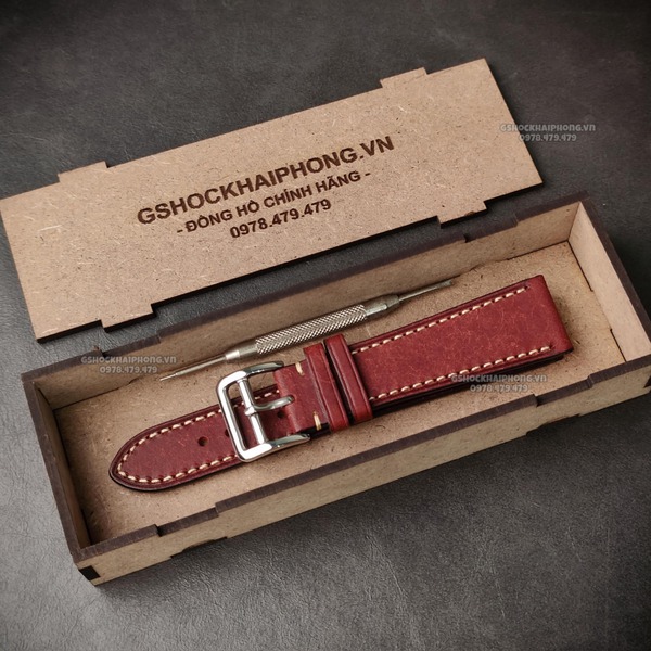 Da Ý nhập khẩu PUEPLO màu Retro - SIZE 20MM/ 22MM-Màu nâu đỏ