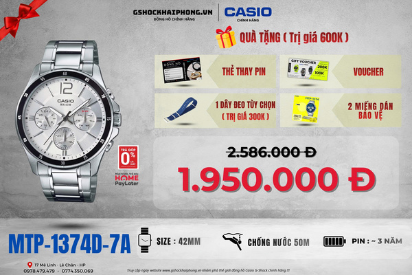CASIO MTP-1374D-7A - QUÀ TẶNG TRỊ GIÁ 600K