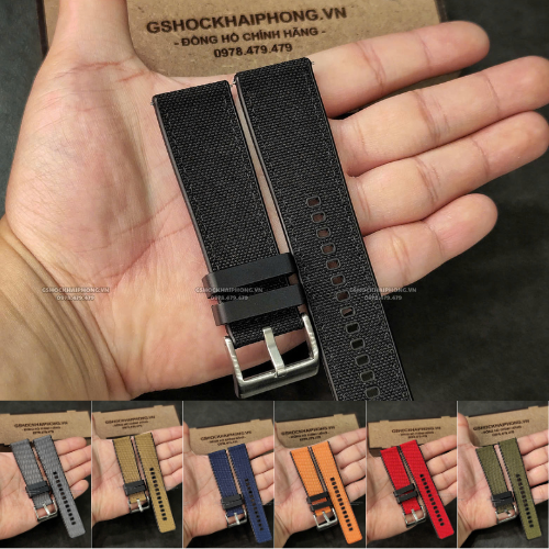 -Dây cao su bọc vải Nilon ( Canvas ) - Không thấm nước - Siêu bền - Size 20/22/24mm - ( Kích vào sản phẩm chọn màu dây )