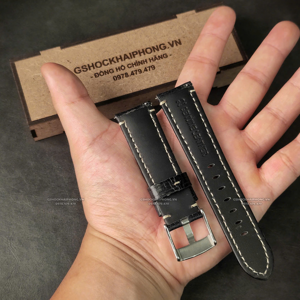 Dây da Bò loại 1  - Màu Đen - Size 20/22/24mm