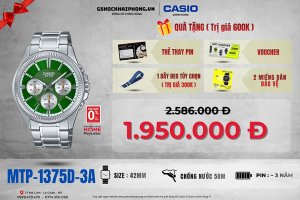 CASIO MTP-1375D-3A - QUÀ TẶNG TRỊ GIÁ 600K