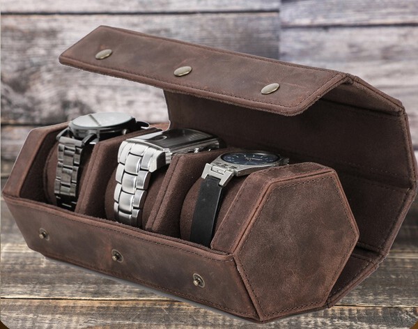 Hộp đựng đồng hồ lục giác - Da xịn Crazy Horse cao cấp