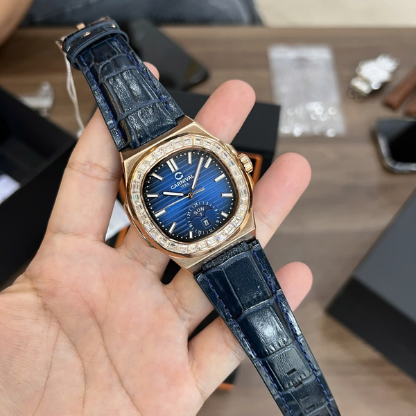 Đồng Hồ Nam Carnival Nautilus G8110.302.432 Mặt Xanh Dây Da