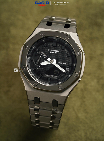 GA-2100AP GA-2100AP - LAYERS GUN METAL X BLACK WAFFLE