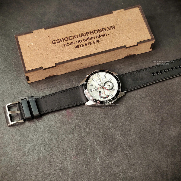 Dây da bọc cao su - Size 20/22/24mm - Màu Đen