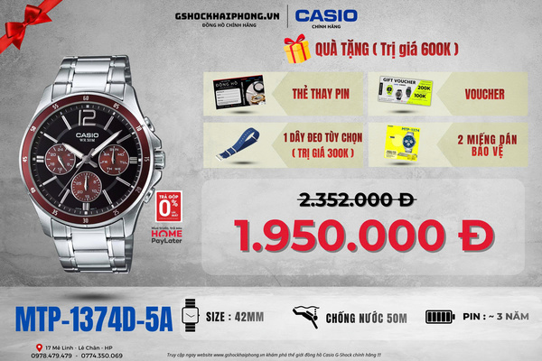 CASIO MTP-1374D-5A - QUÀ TẶNG TRỊ GIÁ 600K