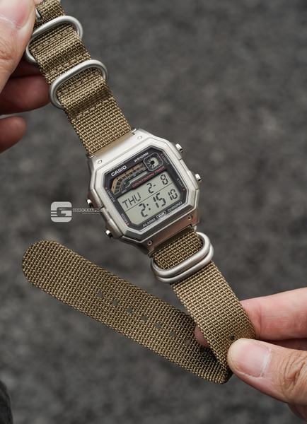 CASIO WS-1600H-1A ( Lắp thêm vỏ thép - Dây vải Military )