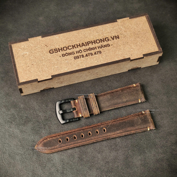 Dây da nâu Ngựa Điên - Size 20/22/24mm