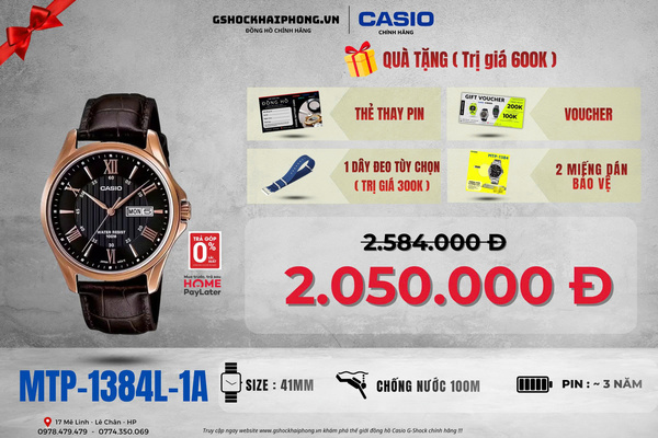 CASIO MTP-1384L-1A - QUÀ TẶNG TRỊ GIÁ 600K