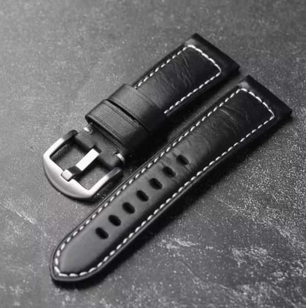 Dây da bò handmade màu đen - size 20mm/ 22mm/ 24mm/ 26mm