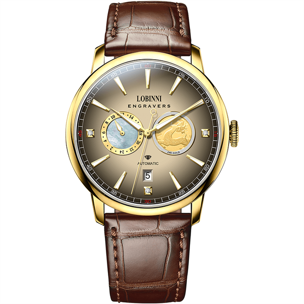 Đồng hồ nam chính hãng LOBINNI L19015-3 Mạ vàng 24k