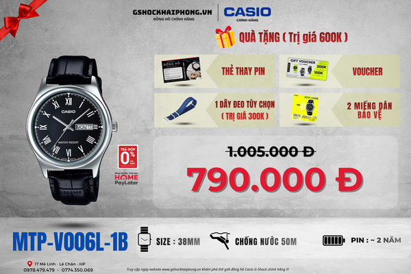 CASIO MTP-V006L-1B - QUÀ TẶNG TRỊ GIÁ 600K 