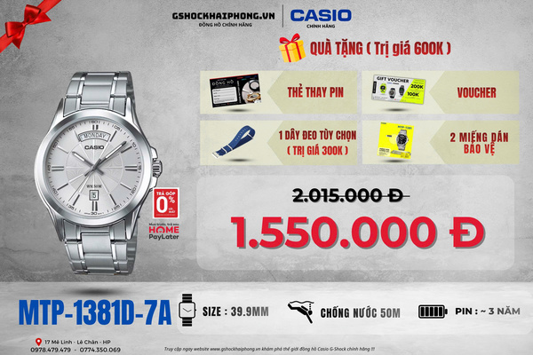 CASIO MTP-1381D-7A - QUÀ TẶNG TRỊ GIÁ 600K 