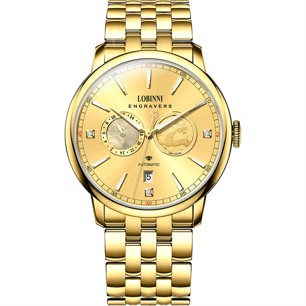 Đồng hồ nam chính hãng LOBINNI L19015-6 Mạ vàng 24k