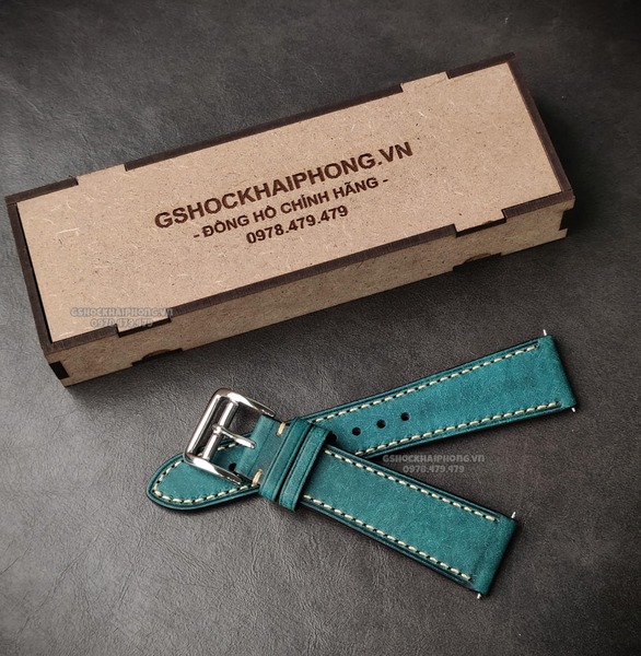 Da Ý nhập khẩu PUEPLO màu Retro - SIZE 20MM/ 22MM-Màu Xanh cổ vịt