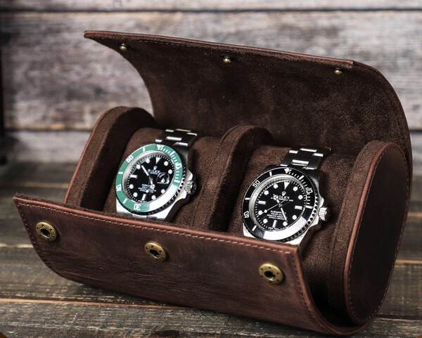 Hộp đựng đồng hồ đôi  - Da xịn Crazy Horse  cao cấp