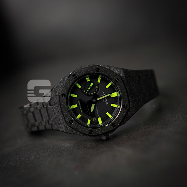 G-SHOCK GA-2100AP - BLACKOUT STARDUST X HYPER MINT GREEN