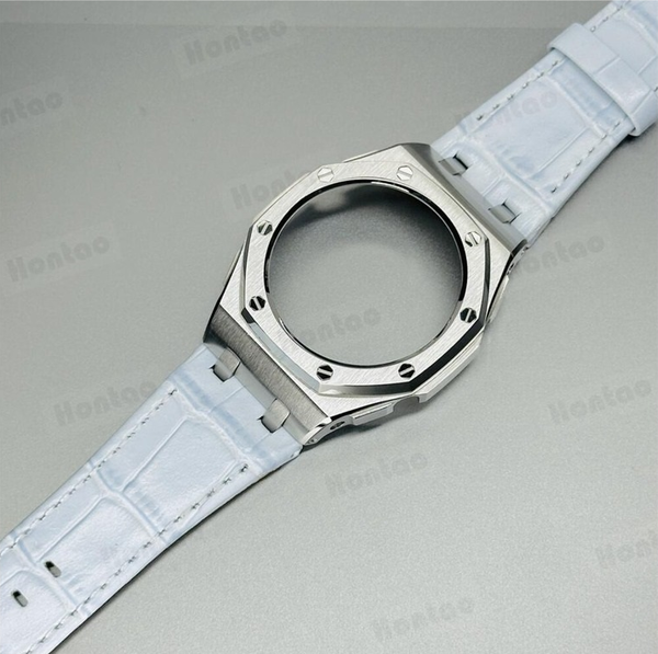 Bộ vỏ thép Bạc - Dây da ( Thế hệ 5 cao cấp ) ( Kích vào sản phẩm chọn màu dây )