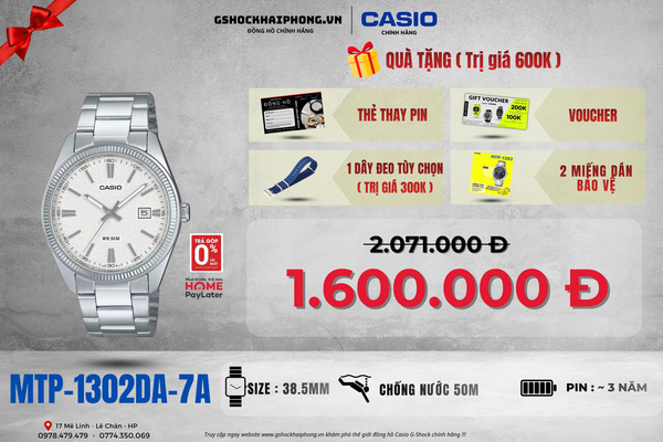 CASIO MTP-1302DA-7A - QUÀ TẶNG TRỊ GIÁ 600K 