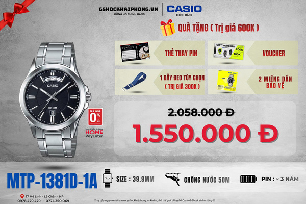 Casio MTP-1381D-1A - QUÀ TẶNG TRỊ GIÁ 600K 